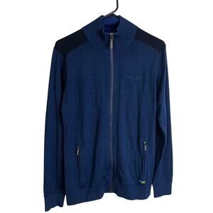 Alaska by Luly Yang Sweater Jacket Small Blue Full Zip Knit Airlines *Holes